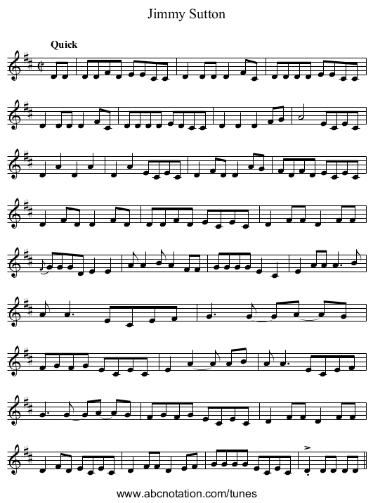 Jimmy Sutton - staff notation
