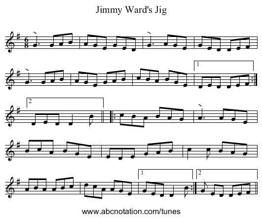 Jimmy Ward's Jig - staff notation