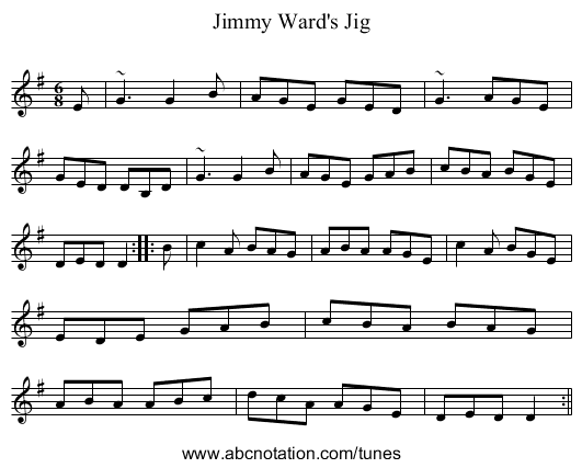 Jimmy Ward's Jig - staff notation