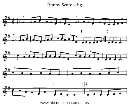 Jimmy Ward's Jig - staff notation