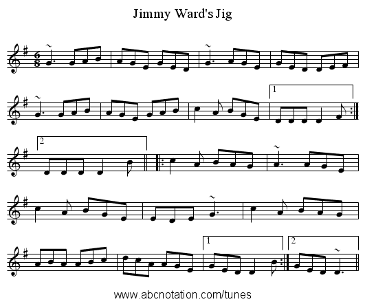 Jimmy Ward's Jig - staff notation