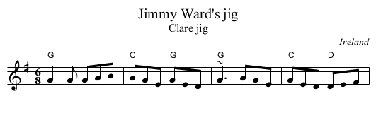 Jimmy Ward's jig - staff notation
