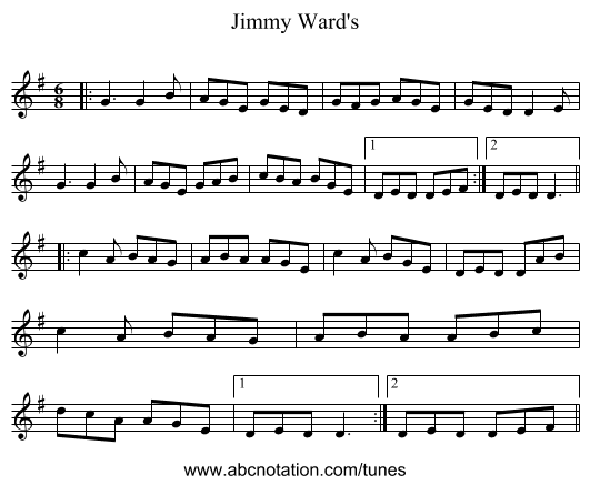 Jimmy Ward's - staff notation