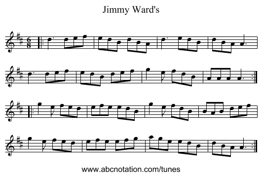 Jimmy Ward's - staff notation