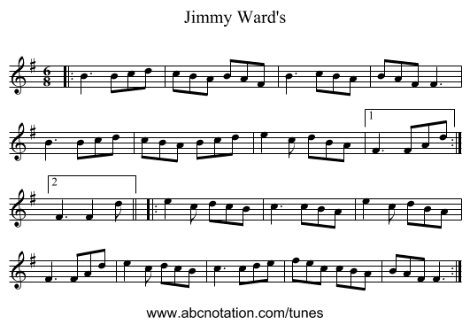 Jimmy Ward's - staff notation