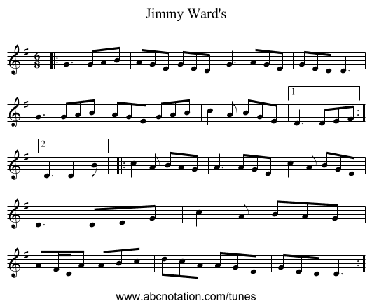 Jimmy Ward's - staff notation