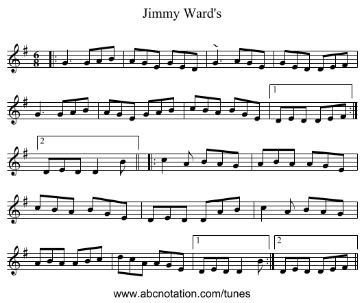 Jimmy Ward's - staff notation