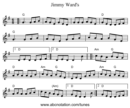 Jimmy Ward's - staff notation