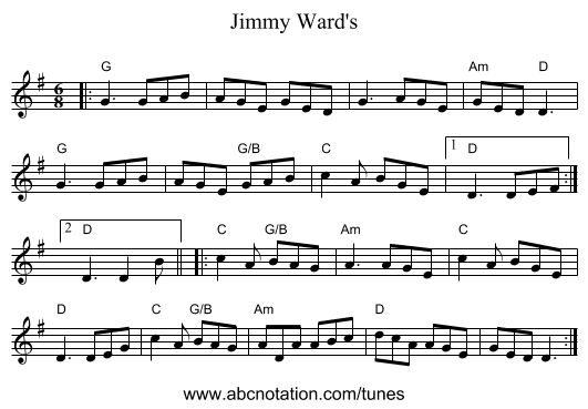 Jimmy Ward's - staff notation
