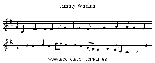 Jimmy Whelan - staff notation
