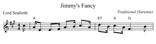 Jimmy's Fancy - staff notation