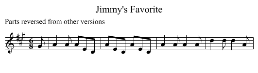 Jimmy's Favorite - staff notation