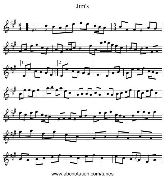 Jim's - staff notation