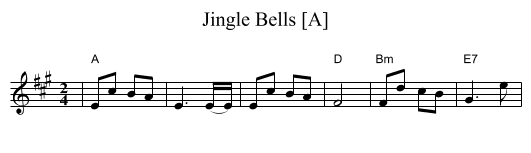 Jingle Bells [A] - staff notation