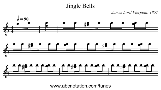 Jingle Bells - staff notation