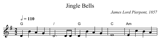 Jingle Bells - staff notation