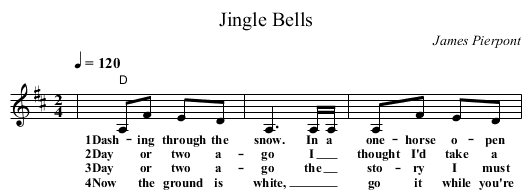 Jingle Bells - staff notation