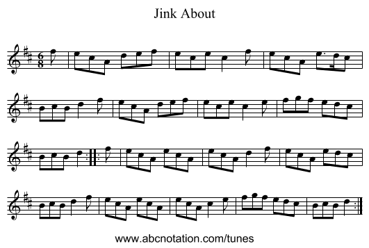 Jink About - staff notation