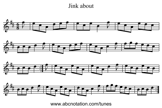 Jink about - staff notation