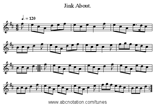 Jink About. - staff notation