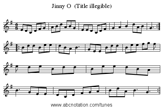 Jinny O  (Title illegible) - staff notation