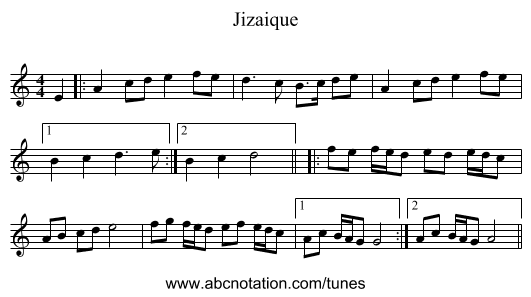 Jizaique - staff notation