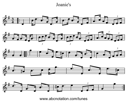 Joanie's - staff notation
