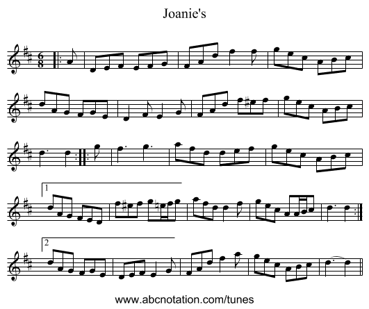 Joanie's - staff notation