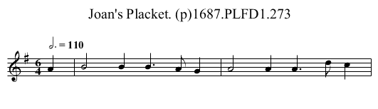 Joan's Placket. (p)1687.PLFD1.273 - staff notation