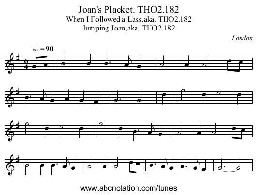Joan's Placket. THO2.182 - staff notation