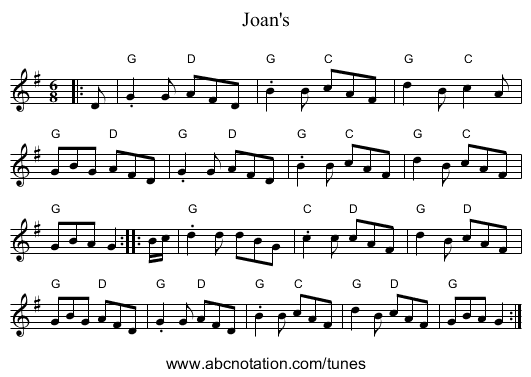 Joan's - staff notation