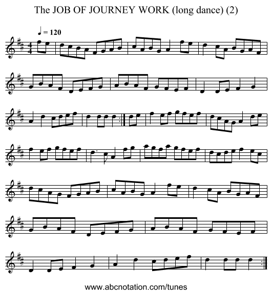 JOB OF JOURNEY WORK (long dance) (2), The - staff notation