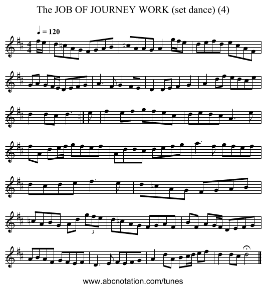 JOB OF JOURNEY WORK (set dance) (4), The - staff notation