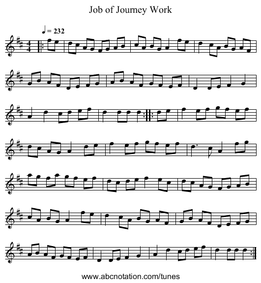 Job of Journey Work - staff notation