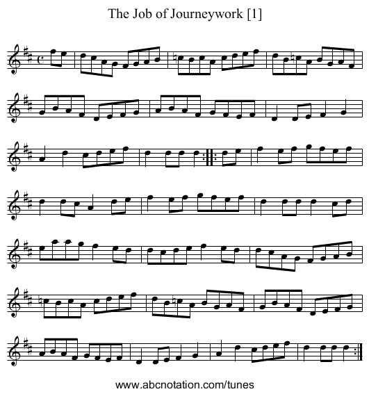 Job of Journeywork [1], The - staff notation