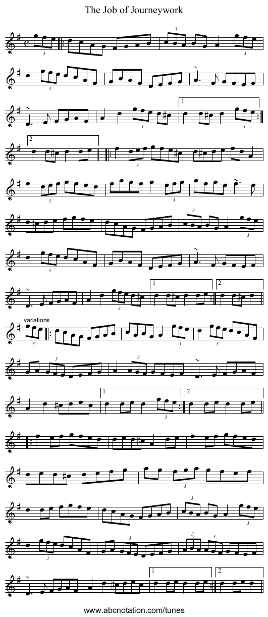 Job of Journeywork, The - staff notation