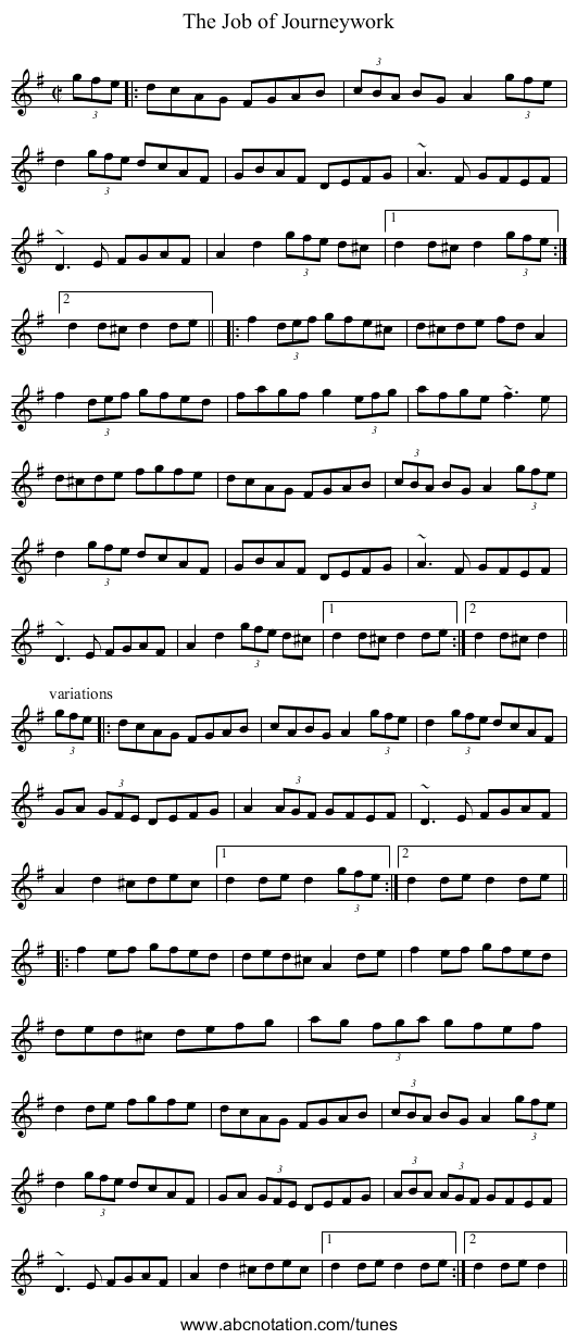 Job of Journeywork, The - staff notation