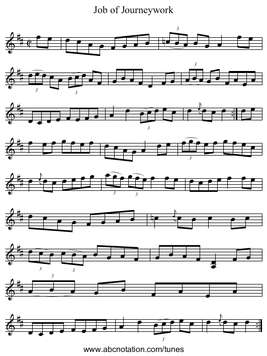 Job of Journeywork - staff notation