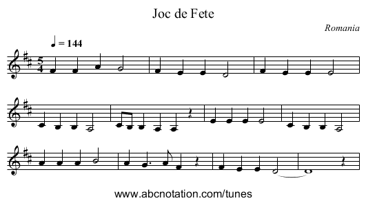 Joc de Fete - staff notation