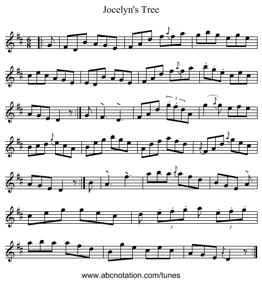 Jocelyn's Tree - staff notation