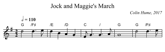 Jock and Maggie's March - staff notation