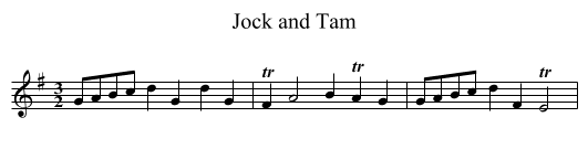 Jock and Tam - staff notation