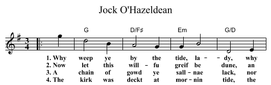 Jock O'Hazeldean - staff notation