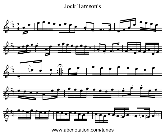 Jock Tamson's - staff notation