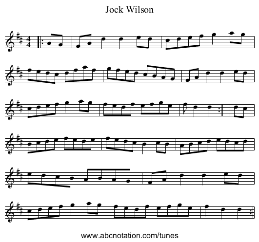 Jock Wilson - staff notation