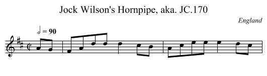 Jock Wilson's Hornpipe, aka. JC.170 - staff notation