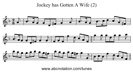 Jockey has Gotten A Wife (2) - staff notation