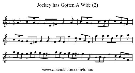 Jockey has Gotten A Wife (2) - staff notation