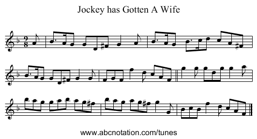 Jockey has Gotten A Wife - staff notation