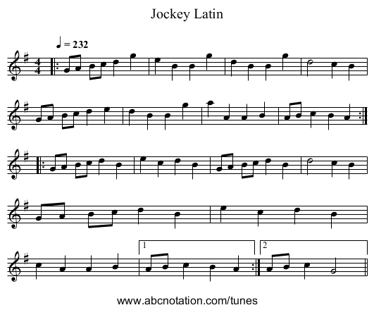 Jockey Latin - staff notation